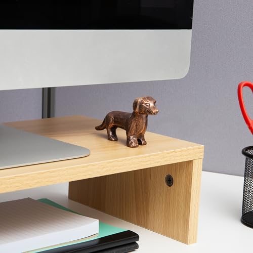Mind Reader Dachshund Figurine, Desk or Bookshelf Home Decor, Cast Aluminum, Antique Brass Finish - color: Decorative Dog