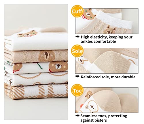 Cute Animals/Flowers Patterned Ankle Socks for Women - color: 10 Pairs-bear