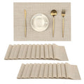 Leetaltree Woven Vinyl Beige Placemats Set of 24, Linen Look & Easy to Clean - color: Beige, size: Set of 24
