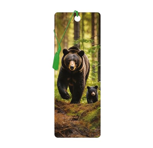 3D LiveLife Bookmark - Black Bear Family Stroll Lenticular Page Marker - color: Black Bear Family Stroll