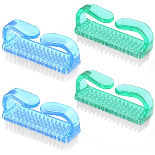 Larbois Handle Grip Nail Brush, Hand Fingernail Brush Cleaner Scrubbing Kit Pedicure for Toes and Nails Men Women (4 Pack) - color: Color-15