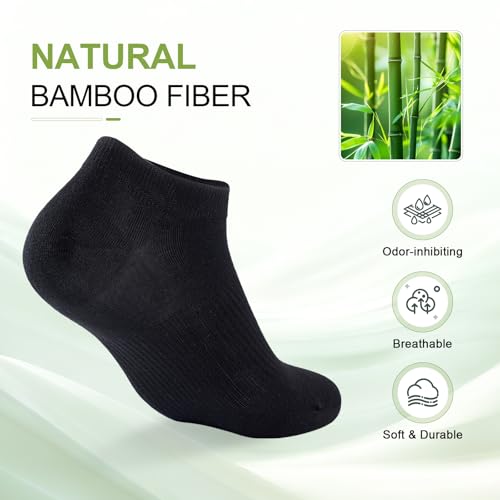Women's Ankle Socks, 5 Pairs, Bamboo Rayon Ultra Thin Low Cut - color: Black, size: Medium