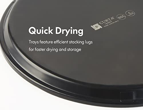 CURTA 2-Pack 16 Inch Round Non Slip Serving Tray, NSF Rubber Lined, Black - color: Black-round, size: 16 Inch