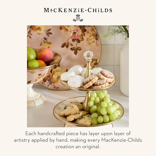 MACKENZIE-CHILDS Enamel Round Tray, Wild Rose Mauve - color: Mauve Wild Rose