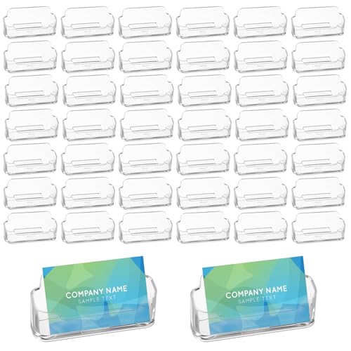 64 Pack Business Card Holder for Desk,Desktop Style Business Card Holders,Acrylic Holder Stand Clear Postcard Display for Home Office Desk Table