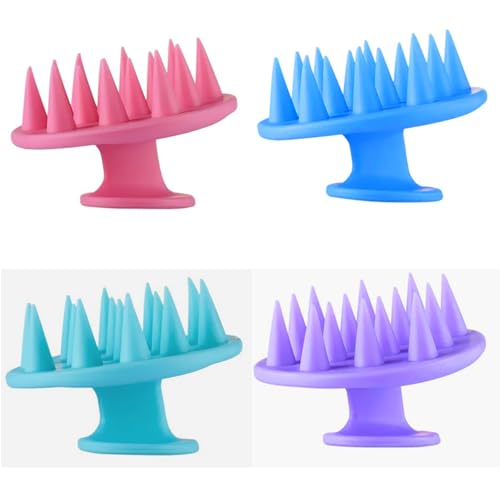 INVODA 4PCS Scalp Scrubber Brush Shampoo Massager for Dandruff & Hair Growth, Exfoliating Shower Brush for Men, Women, Pets, Travel-Friendly & Ergonomic - color: Silicone Brush 4pcs