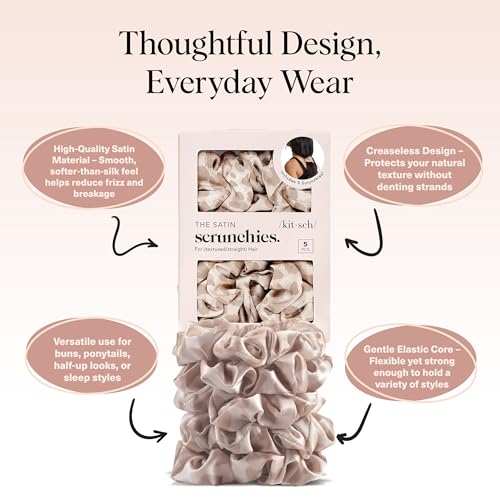 Kitsch Leopard Prints Satin Scrunchies for Women - 5pcs - color: Leopard