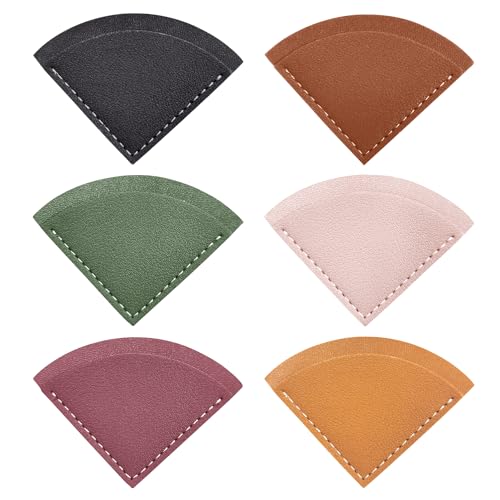 6 Pcs Fan-Shaped Page Book Marks - Leather Corner Bookmark for Women, Kids, Reading Lovers - color: Fan-shaped