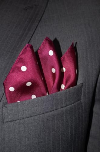 Royal Silk Polka Dot Pocket Square - 17" Handkerchief - 12mm Silk Twill - 100% Silk - color: Sangria