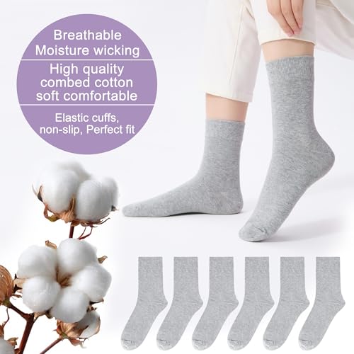 ATBITER Women Thin Cotton Crew Socks,Ankle Bootie Casual Dress Socks 6Pairs - color: 6 Pairs Grey, size: 9-11