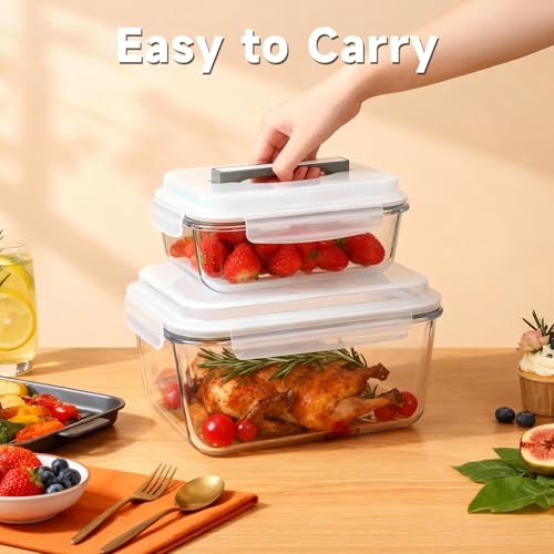 KOMUEE 2 Pack 220oz+76.4oz Extra Large Glass Food Storage Containers Set