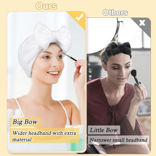 Shintop Skincare Headband, Soft Makeup Headwear with Bow for Washing Face - color: White