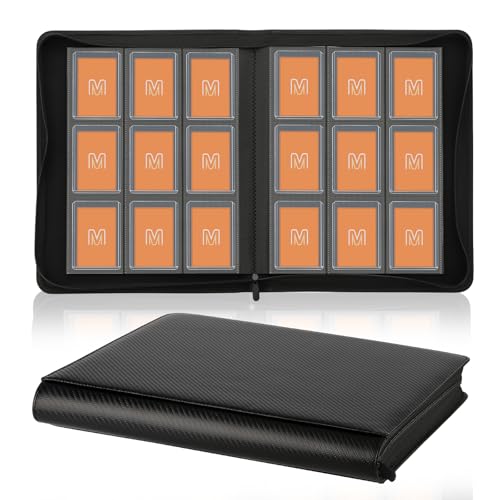 Toploader Binder, 9-Pocket 288 Cards Holder for 3"x4" Rigid Card Sleeves - color: 9Carbon Fiber Black