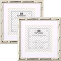 YiPinYin 4x4'' Silver Bamboo Metal Picture Frame with 3x3'' Mat Set of 2, 3x3'' Narrow Elegant Silver Plated Metal Picture Frame with Soft Touch Velvet Mat for Desktop - color: Silver, size: 4x4 Mat 3x3 2PK