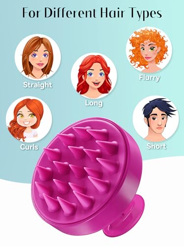 HEETA Scalp Massager Hair Growth Scrubber for Dandruff Removal Hair Care - color: Hot Pink