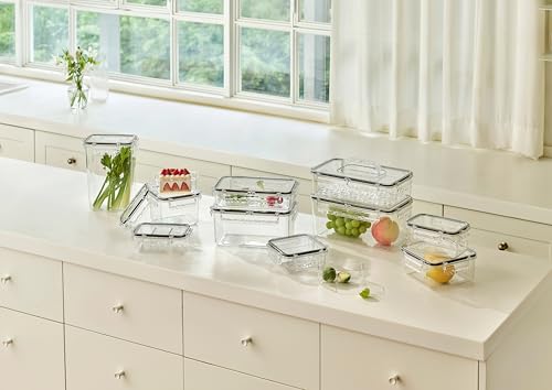 Airtight Food Storage Containers with Lids Gift Set (6pack) BPA-Free | Clear | Microwave, Freezer and Dishwasher Safe | Leak-Proof | Kitchen Fridge Organizer Fruit Boxes | Fresher Food
