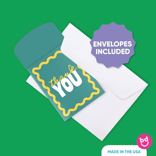 Big Dot of Happiness Teal Green and Yellow Wavy Thank You Gift Card Holders with Envelopes, Cash Money Holders and Gift Card Sleeves, Retro Stationery Nifty Gifty Pack - Set of 8 - color: Teal Green and Yellow