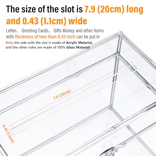 HighFree Glass Card Box, Large Clear Card Box for Wedding Receptions, Decorative Storage Box for Baby Shower, Birthday Party, Bridal Shower (With Slot, Silver) - color: Silver