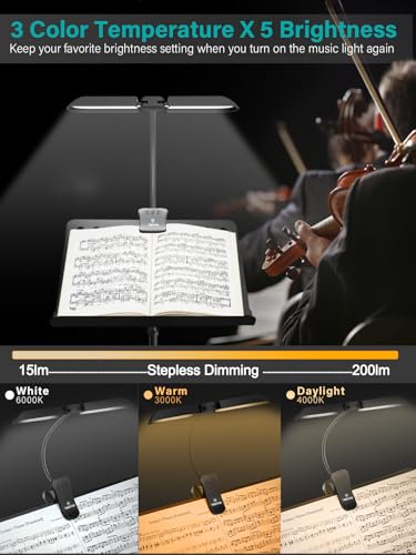 Vekkia 64 Led Rechargeable Music Stand Light - Folding Clip On Piano Lamp