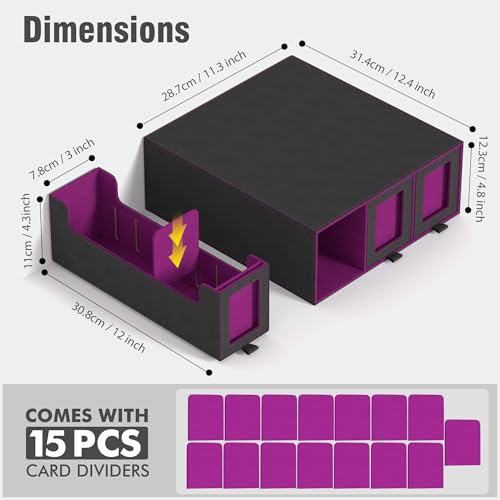 3-Drawer Trading Card Storage Box Holds 2500+ Cards (Purple) - color: Purple
