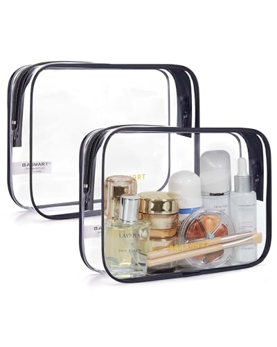 BAGSMART Clear Toiletry Bag 2-Pack TSA Approved Water-Repellent, Black - color: Active Black, size: Medium