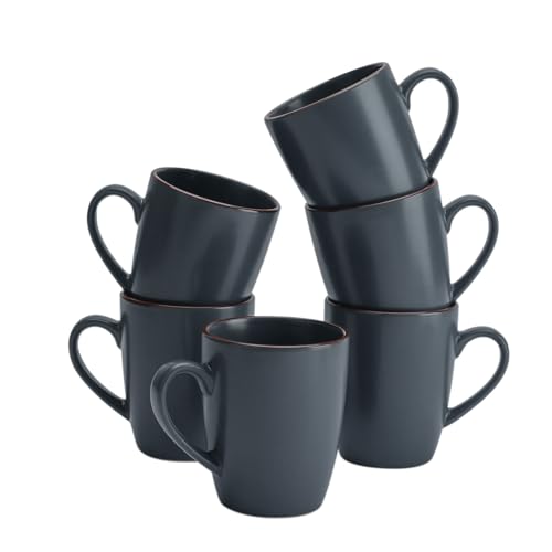 famiware Venus Coffee Mugs Set of 6, 13 oz Ceramic Stoneware Mug Cup Set - color: Charcoal, size: 6pcs