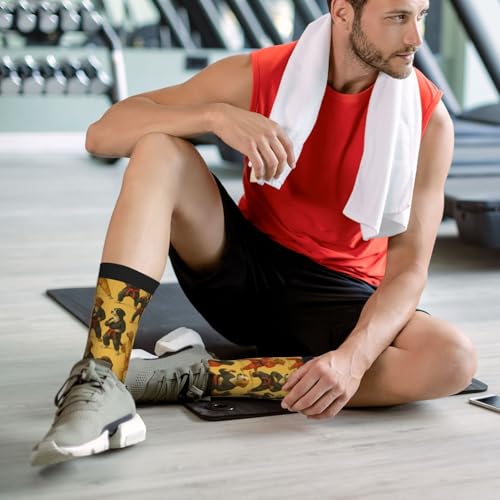 Crew Athletic Socks Funny Crazy Casual Sports Novelty Dress Socks for Women Men Running Hiking - color: Funny Yellow Dog