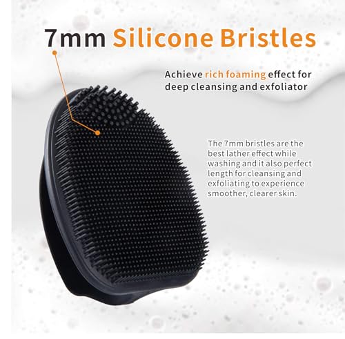 Silicone Face Scrubber for Men, 2 Pack Deep Cleaning Facial Brush, Manual Exfoliating Face Wash Brush for Blackhead Pore Cleansing, Sensitive Skin Care Tool for Women and Men - color: Black+black