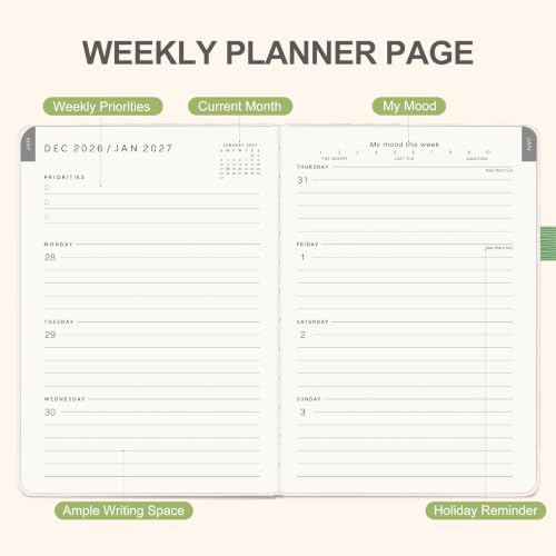 &And Per Se 2027 Planner, 12-Month Monthly & Weekly, 2027 Calendar Planner with 100gsm Paper, A5 Hardcover Faux Leather, 5.7" x 8" (Botanical Floral) - color: Botanical Floral, size: 5.7" x 8"(Jan 2027-Dec 2027)