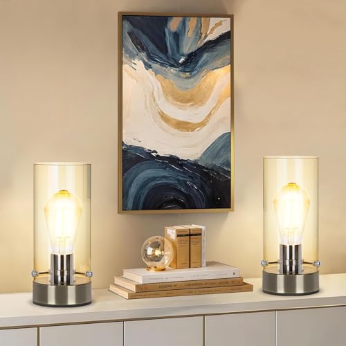 Bedside Nightstand Lamp for Bedroom Living Room, Modern Desk Lamp - color: Bronze-Clear