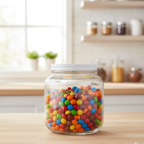 kitchentoolz Half Gallon Glass Large Mason Jar Wide Mouth with Airtight Metal Lid - 1/2 Gallon Mason Jars - BPA-Free Glass Jar with Lid - Dishwasher Safe Made in USA - color: White Lid, size: 0.5 Gallon