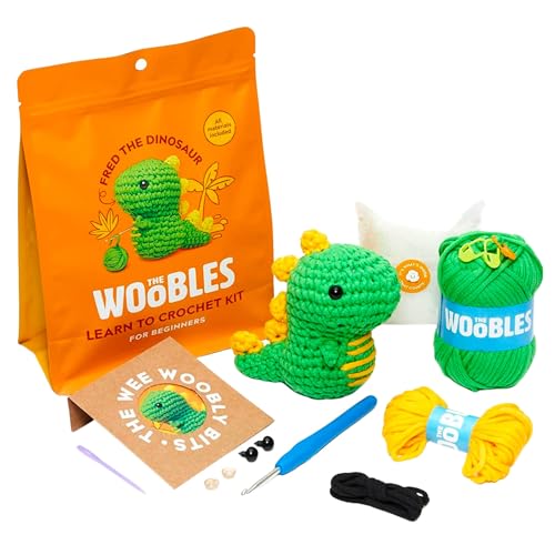 The Woobles Crochet Kit for Beginners (Fred the Dinosaur) - color: Fred The Dinosaur, size: Original