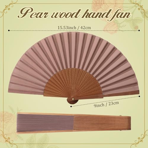 Blulu 6 Pack Silk Fans Handheld for Women Wood Frame,Nude Color - color: Nude Color