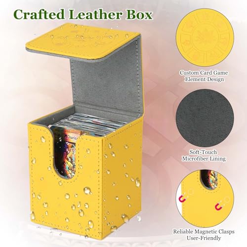 Arkeiliy MTG Deck Box 110+ Storage Sleeved Cards for Magic Commander - color: Yellow III