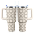 Checkered Heart Tumbler 40 oz Tumbler with Handle and Straw Lid - color: Checkered Heart