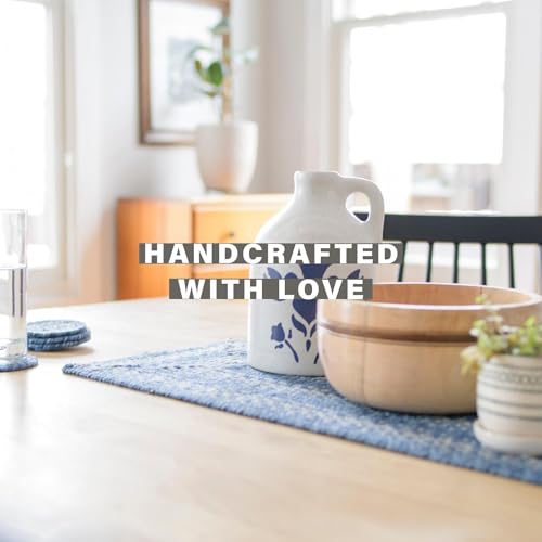 Homespice Denim Braided Table Mats for Coastal Decor, Oval 10x15 Set of 4 - color: Denim