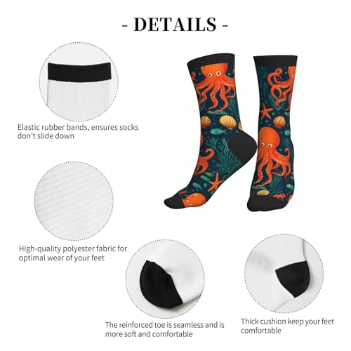 Crew Athletic Socks Funny Crazy Casual Sports Novelty Dress Socks for Women Men Running Hiking - color: Ocean Octopus