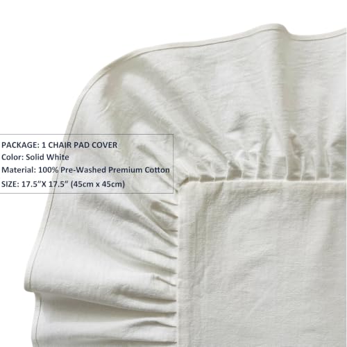 Korean Made Chair Pad Slipcover, 1 Cover, 17.5"x17.5" Chair Cushion Cover Ties with Ruffle Farmhouse Decor Covers Only, Gift for Mom (Solid White) Stocking Stuffer - color: Solid White