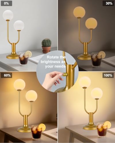 Lightdot Globe Gold Table Lamp for Bedroom Dimmable Gift G9 Bulbs Included - color: 06-Gold-Globe-2U