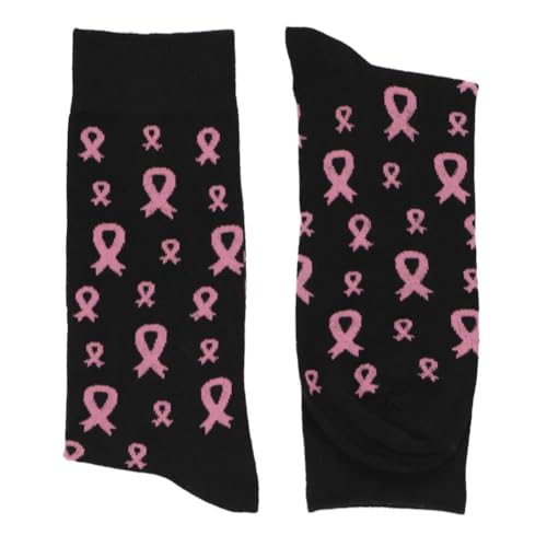 tiemart Men's Socks, Fits Men's Shoe Sizes 8-12 - color: Black Breast Cancer Awareness
