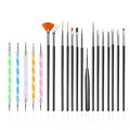 FULINJOY 20PCS Nail Art Design Tools, 15PCS Painting Brushes Set (Black) with 5PCS Dotting Pens
