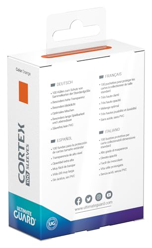 Ultimate Guard Cortex Outer Card Sleeves, 100 Standard Size TCG Sleeves, 66 x 91mm, Orange Back, Glossy Finish, No PVC & Acid-Free, High Clarity - color: Orange, size: Standard Glossy