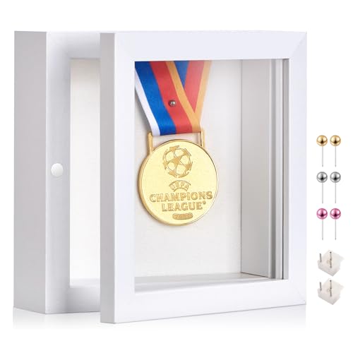 5x5 White Deep Shadow Box Picture Frame with HD Clear Glass - color: White, size: 5x5