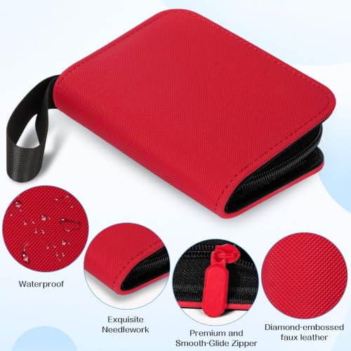 1 Pocket Card Binder – Collectible Trading Card Album, Single Card Holder with 20 Pages, Holds 40 Cards, Side-Loading Mini Binder for TCG, MTG, Sports, Baseball, Football, Small Sports Card Book,Red - color: Red