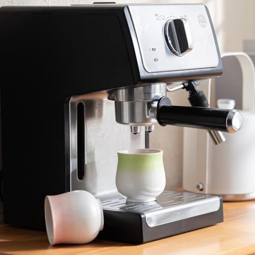 4-Oz Ceramic Espresso Cups Set - Multi-Color, Handle-Free Design for Home & Cafe | Dishwasher-Safe Stoneware Cups (Gradient Green, 2) - color: Gradient Green, size: 2