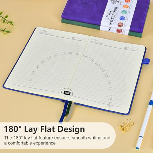 Lined Notebook 5.9"x8.5", Hardcover Leather Journal for Women Men,160 Pages - color: Dark Blue, size: Lined Page