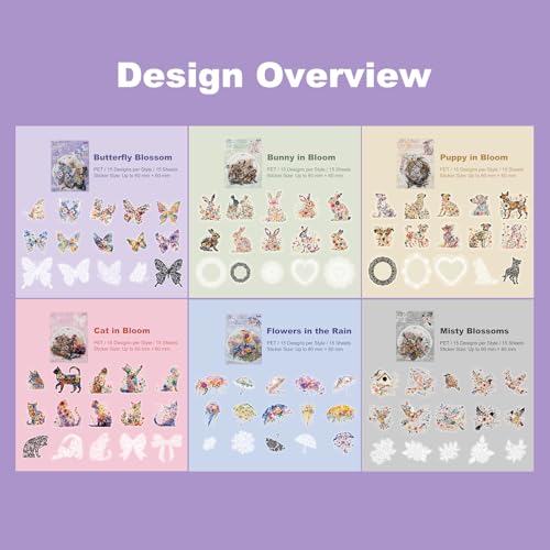 90 Pcs Floral Animal Stickers for Scrapbooking and Journaling - color: Earthly Splendor