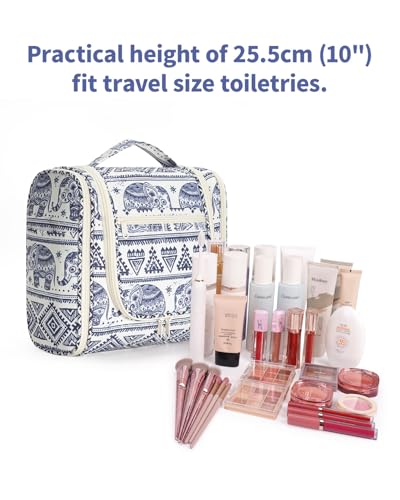 Narwey Large Hanging Travel Toiletry Bag for Women, Makeup Cosmetic Bag - color: B-Elephant, size: Large