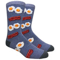 Urban Peacock Men's Novelty Fun Dress Socks Multiple Patterns/Multi-pair Options! - color: Bacon & Eggs - Heather Blue