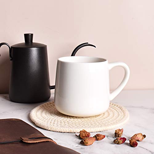 Bosmarlin Large Glossy Ceramic Coffee Mug, White Tea Cup for Office and Home, 18 oz, Suitable for Dishwasher and Microwave, 1 Pack (White) - color: White